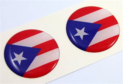 Puerto Rico Flag Round Domed Decal 2 Emblem Car Bike