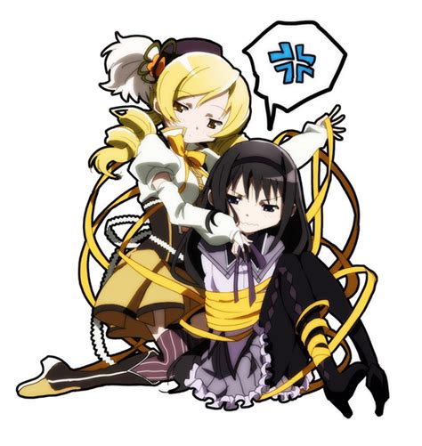 Fumiko Mesushi Akemi Homura Tomoe Mami Mahou Shoujo Madoka Magica 10s 2girls Anger Vein