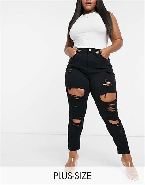 Yours Skinny Super Ripped Jeans In Black Asos