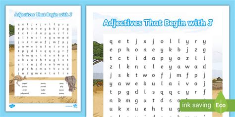 Adjectives That Begin With J Word Search Teacher Made
