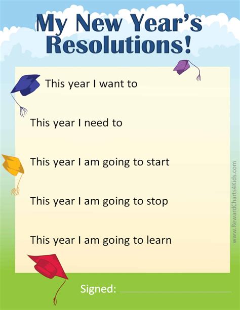 New Years Resolutions Worksheet