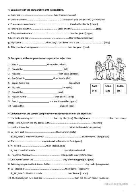 Comparative Superlative Adjectives Worksheet