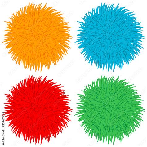 Colorful Pom Poms Vector Cartoon Set Isolated On A White Background Stock Vector Adobe Stock