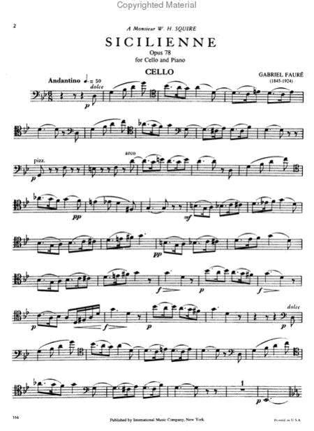 Sicilienne Opus 78 By Gabriel Faure 1845 1924 Score And Part Sheet