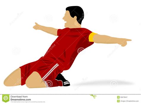 Happy Soccer Player Celebrating A Goal Stock Illustration