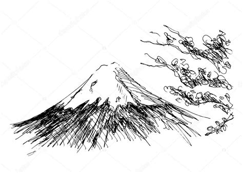 Hand Sketch Of Mount Fuji Рисунки Эскиз Фудзияма