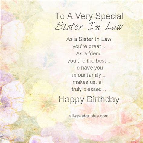 To A Very Special Sister In Law Sister In Law Quotes Birthday Wishes