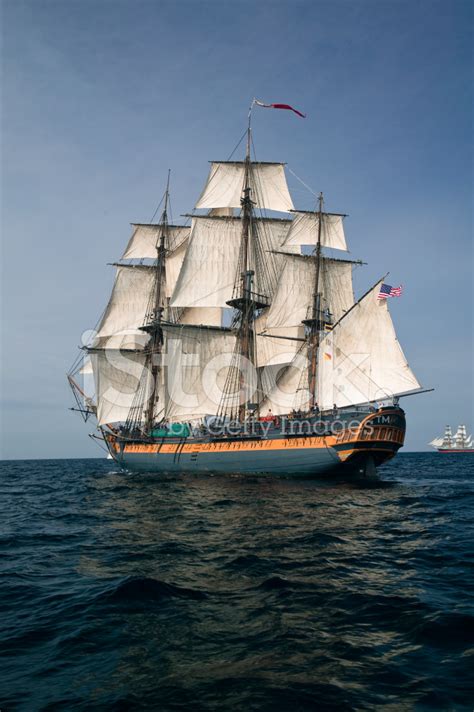 Pirate Ship Sailing At Sea Under Full Sail Stock Photo Royalty Free