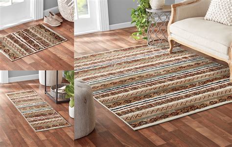 Rubber backing for skid resistance and to keep it in place. Mainstays 3 Piece Multi Stripe Rug Set - Walmart.com ...
