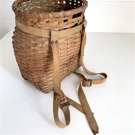 Vintage Adirondack Style Back Pack Basket Woven Backpack Etsy