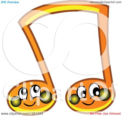 Clipart Of Happy Cartoon Orange Music Note Characters Royalty Free