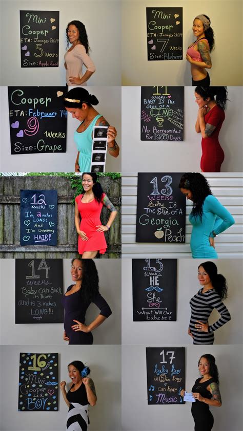 diary of a fit mommy weekly pregnancy chalkboard progression photo collage