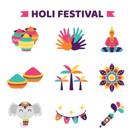 Holi Festival Icon Collection 2056978 Vector Art At Vecteezy