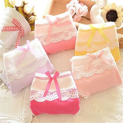 109 Watch More Here Lovely Briefs Womens Multi Color Cotton Soft Lace Bow Knot Underwear