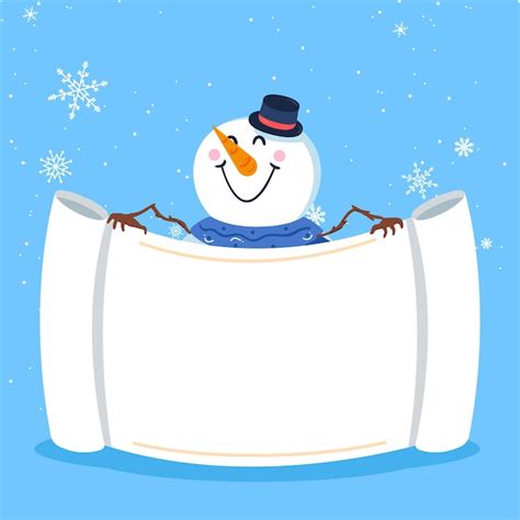 Free Vector Snowman Holding Blank Banner
