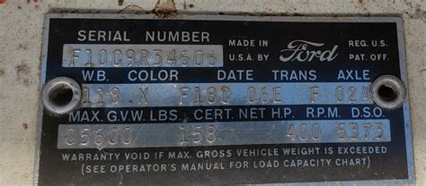 Decode This Vin For Me It Woudl Be A Huge Help 1959 Ford F100 Ford