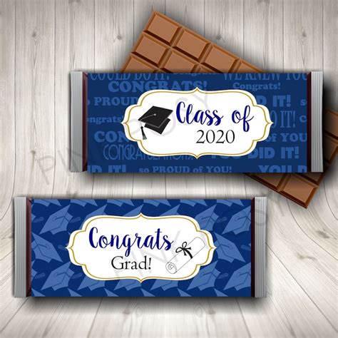 Graduation Candy Bar Wrapper Navy Blue Chocolate Wrappers Etsy
