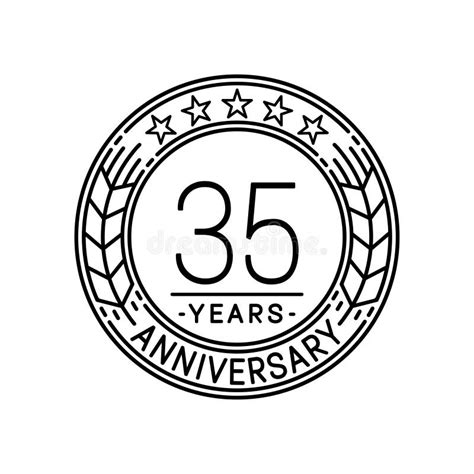 35 Years Anniversary Celebration Logo Template 35th Line Art Vector