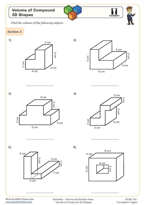 Volume Of Compound 3d Shapes Worksheet Fun And Engaging Pdf Worksheets