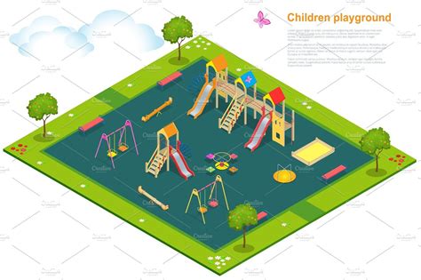 Children Playground Flat 3d Isometric Vector Illustration For I