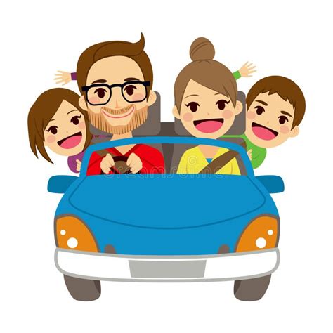 愉快的家庭旅行的汽车 向量例证 插画 包括有 人们 男性 例证 男人 子项 父项 成员 驱动 55114064