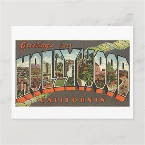 A Postcard With The Word Greetings From Hollywood