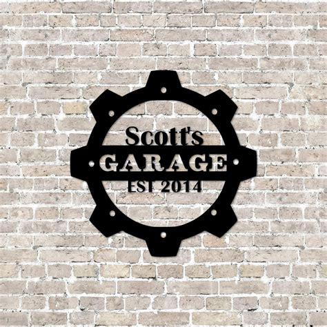 Name Garage Sign With Est Year Custom Metal Wall Art Personalized