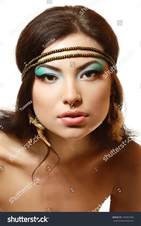 Beautiful Young Woman Native American Indian Stock Photo