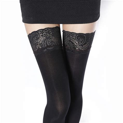 black lace floral top stay up silicone over knee thigh high stockings sexy nylon hosiery