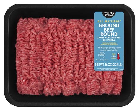 All Natural 85 Lean15 Fat Ground Beef Round 225 Lb Tray