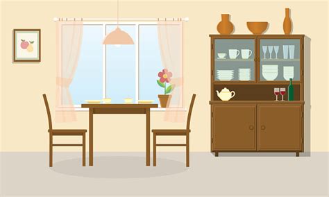 Print the dining room picture, read the sentences and colour it in! Dining Room Stock Illustration - Download Image Now - iStock