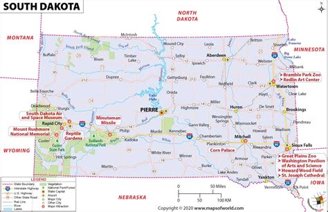 Places To Visit In South Dakota South Dakota Attractions Map