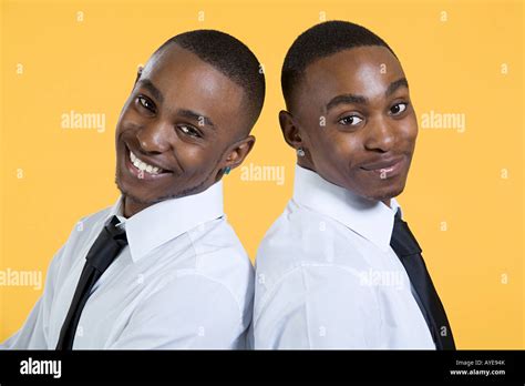 Portrait Of Twin Brothers Stock Photo Alamy