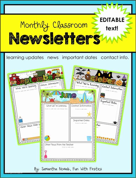 Free Editable Newsletter Templates For Word Of Fun With Firsties Best