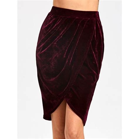 Knee Length Velvet Tulip Skirt €14 Liked On Polyvore Featuring Skirts