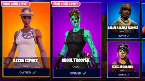 Our list of fortnite skins includes all sorts of items on the exterior that were once available, which are available now with the purchase of the battle pass, twitch prime, starter packs. ALL OG RARE Skins COMING BACK (RETURNING) Fortnite How To Get Ghoul Trooper & RECON EXPERT ...