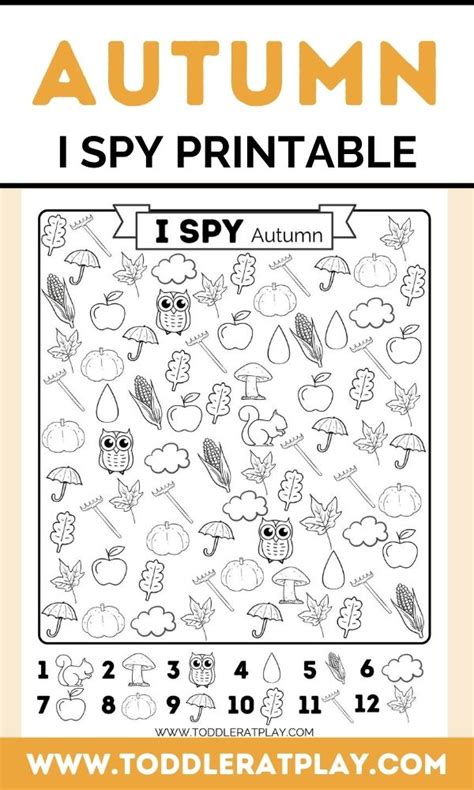 Fun Autumn Themed I Spy Printable For Kids Count Find And Color In