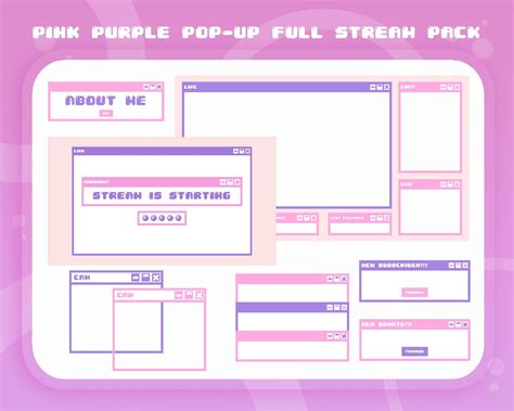 Twitch Pink Purple Pop Up Computer Full Stream Package Animated Video