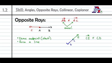 12 Notes Angles Opposite Rays Collinear Coplanar Youtube
