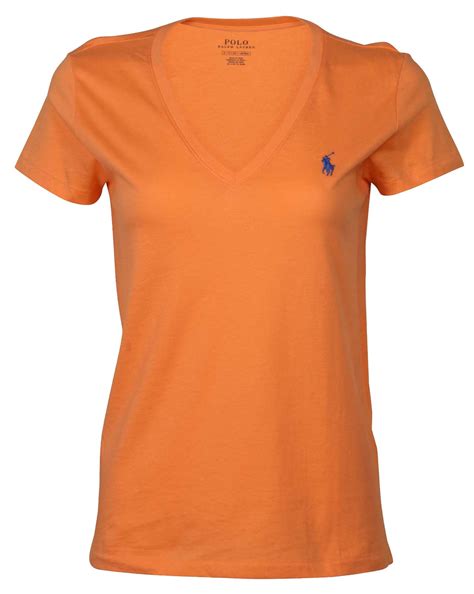 Polo Rl Womens V Neck Pony T Shirt X Small Orange