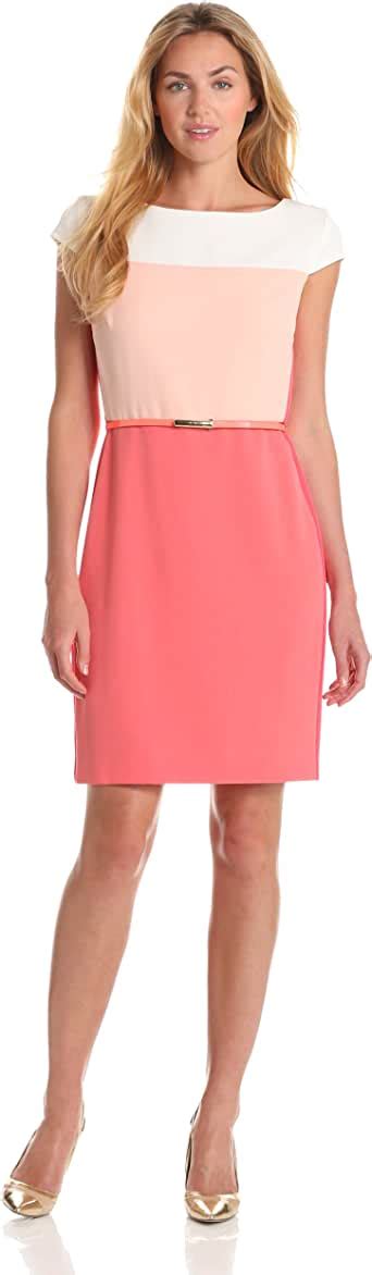 Sandra Darren Women S Cap Sleeve Colorblock Dress With Belt At Amazon Women’s Clothing Store