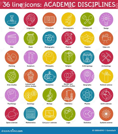 Set Of Academic Disciplines Icons Stock Vector Image 58864890