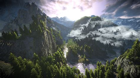 Mountains Landscape The Witcher 3 Wild Hunt Hd Wallpaper