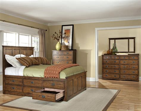 Intercon Oak Park Mission Queen Bed With Twelve Underbed Storage Drawers Wayside Furniture