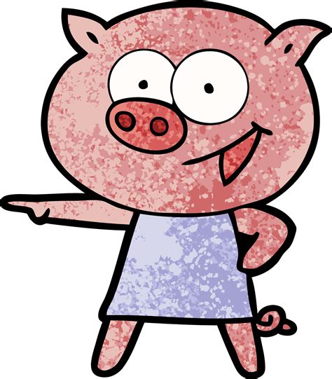 Cheerful Pig In Dress Pointing Cartoon 12380495 Vector Art At Vecteezy
