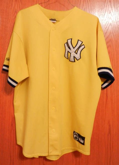 New York Yankee Majestic Yellow Baseball Jersey Mlb Blank Adult Sewn