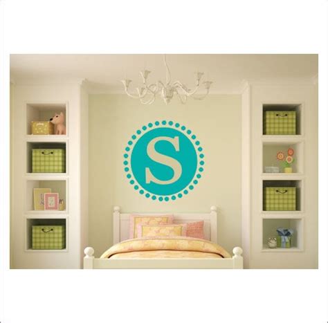 Personalized Wall Decal Initial Wall Decal Polka Dot Border Etsy
