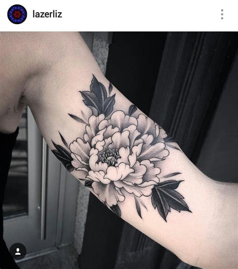 Japanese Peony Tattoo Black And Grey