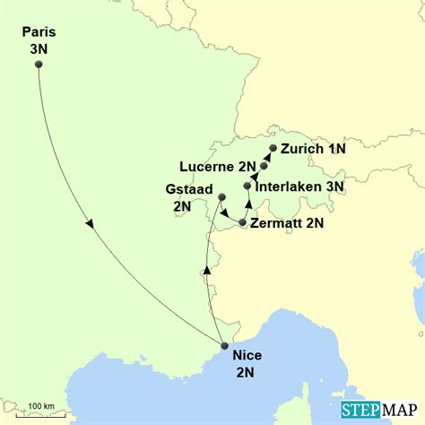 Stepmap France And Switzerland Landkarte Für France