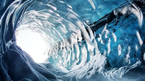 Download Wallpaper 2560x1440 Cave Ice Snow Ice Cave
